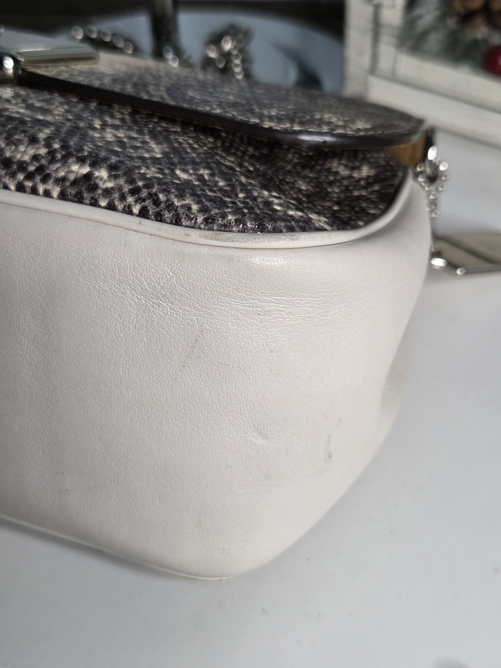 Coach Cassidy Lizard-Embossed Chain Convertible Bag - Off White/Gray Gradient - Picture 11 of 16